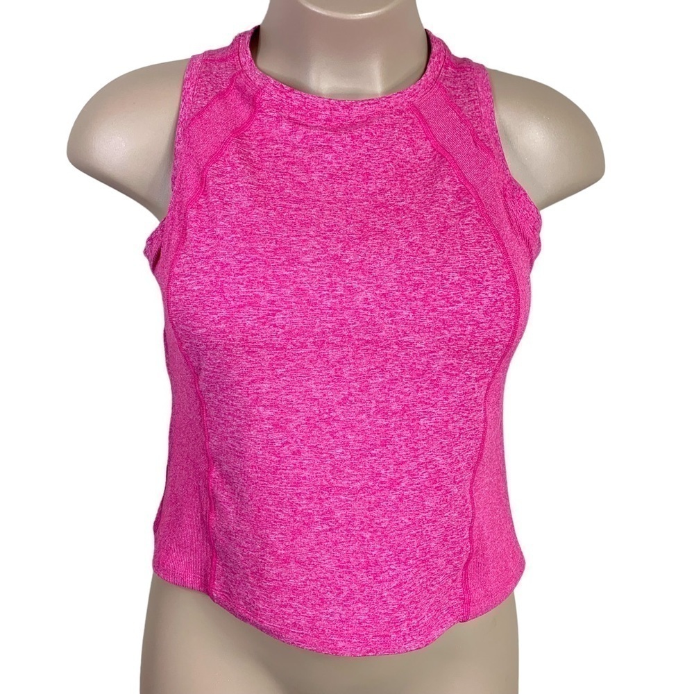 Large Pink Cropped Athletic Fit Tank Sleeveless Stretch Members Mark Activewear